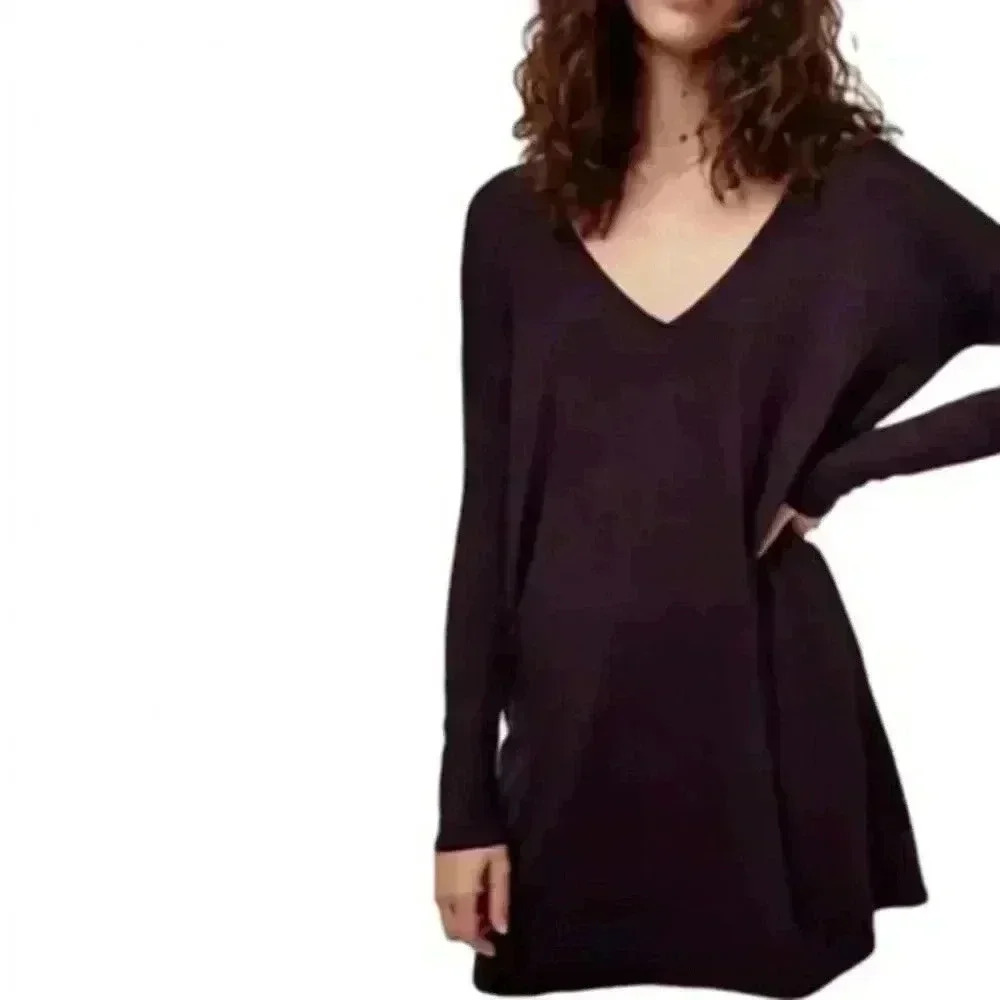 Aritzia Wilfred Free Gail Dress Women Small Purple Long Sleeve V Neck